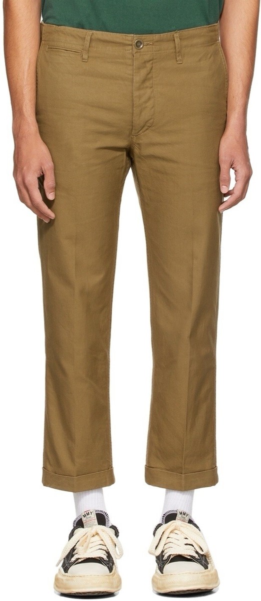 VISVIM Men's 'High Water Chino' Cropped Cotton Twill Pants Khaki 3