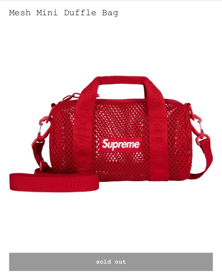 旅行かばん・小分けバッグ Supreme 23SS MESH DUFFLE duffle bag mesh
