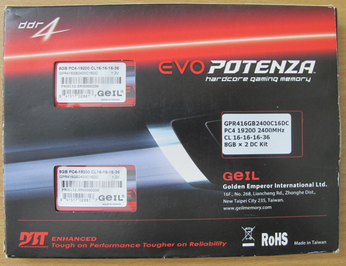 GeIL EVO POTENZA 16GB (2x8GB) PC4-19200 DDR4-2400 RAM Gaming