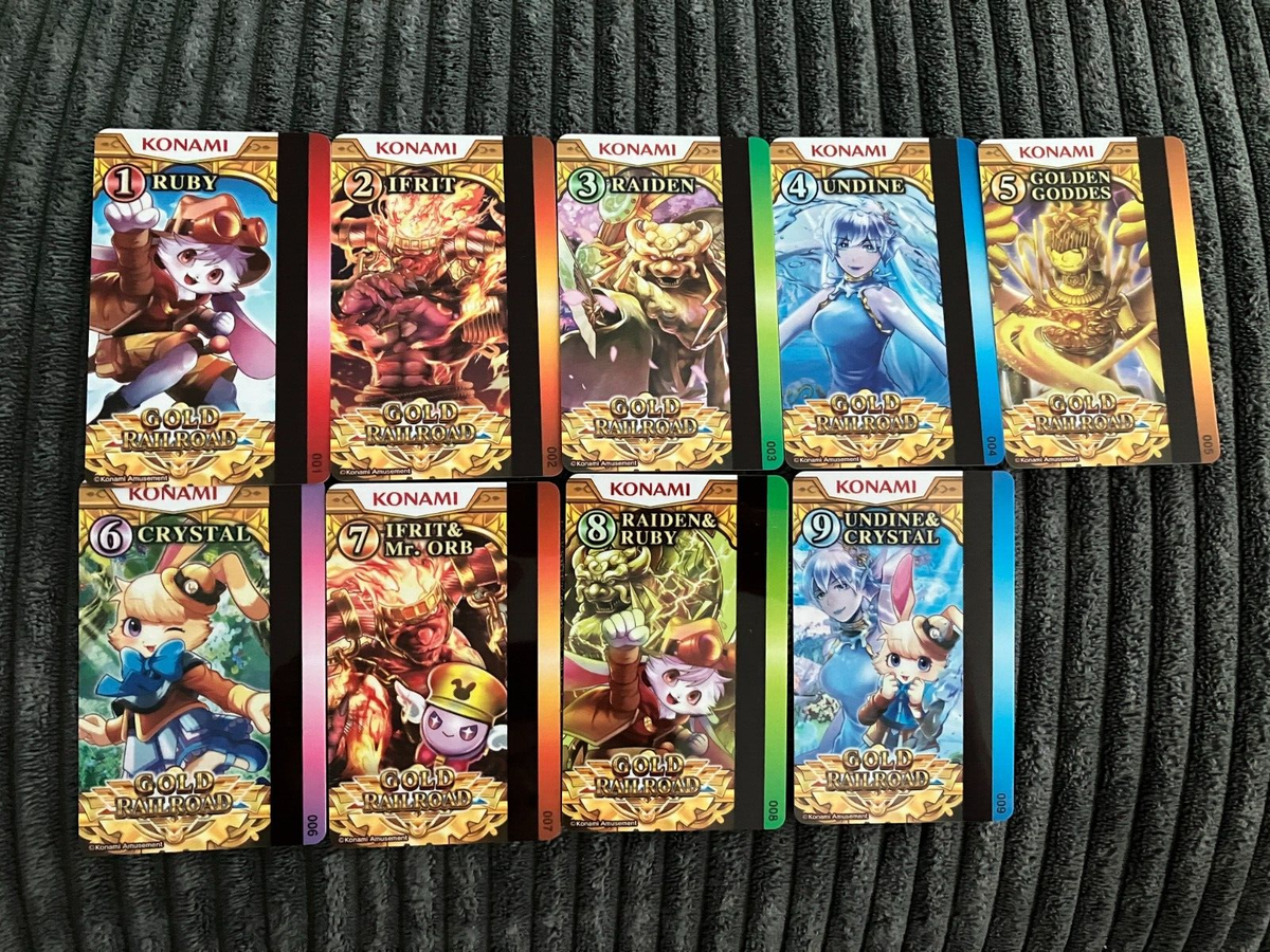 KONAMI NEW Round1 Coin Pusher Gold Railroad 9 CARD SET - ALL CARDS