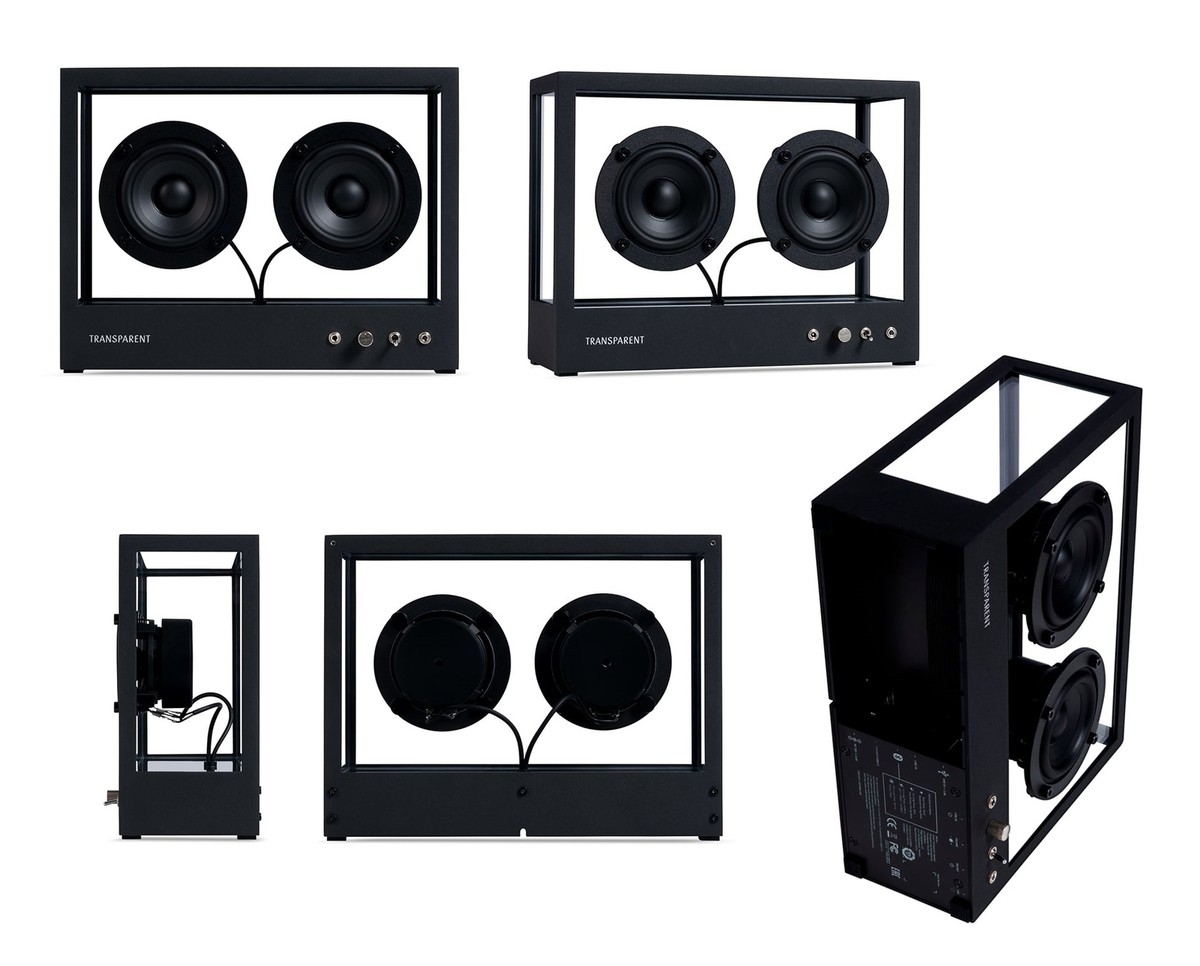 TRANSPARENT Small Transparent Speaker Black Bluetooth Glass Panel