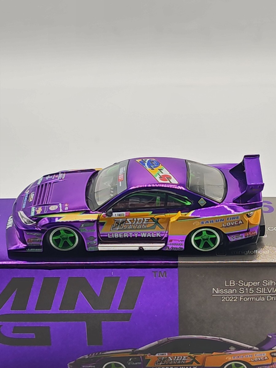 In Stock! Mini GT 1:64 Nissan S15 SILVIA LBWK 555 #576 Chrome