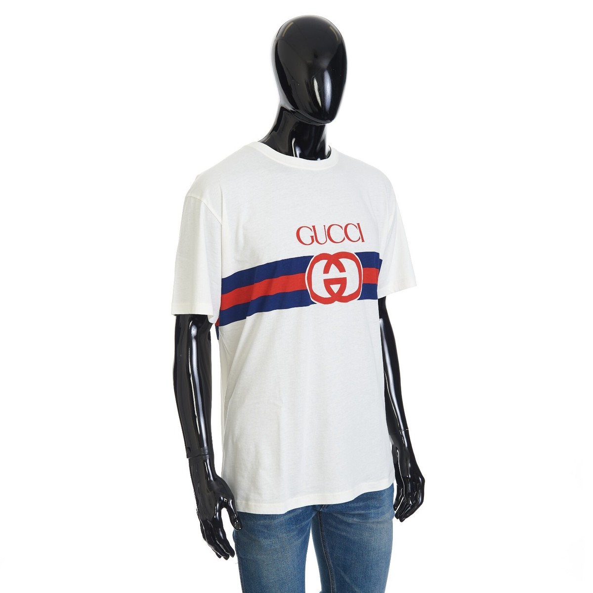 GUCCI 590$ T-Shirt With Interlocking G In White Cotton Jersey | eBay