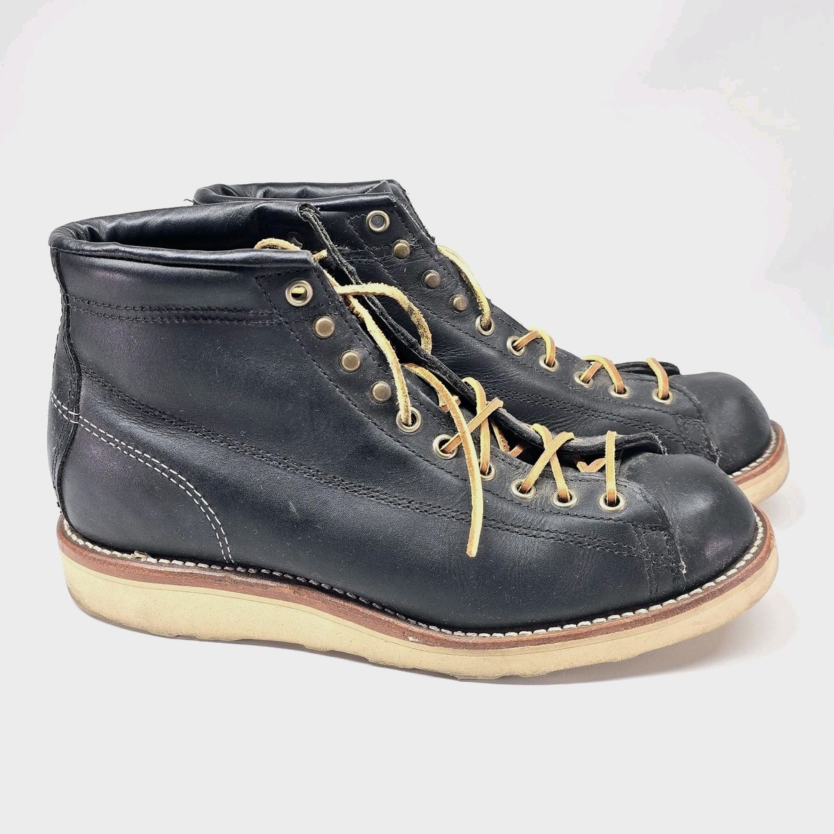 Vintage CHIPPEWA Black Leather Monkey Boots Men's US 7 EE EU 40