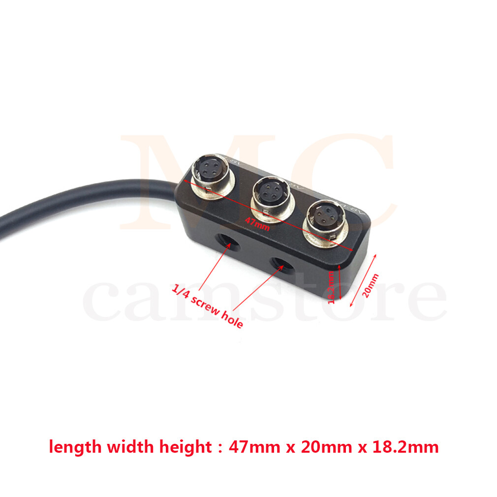Right Angle 0B 2 Pin Male to 3 x Hirose 4 Pin Female，for Camera
