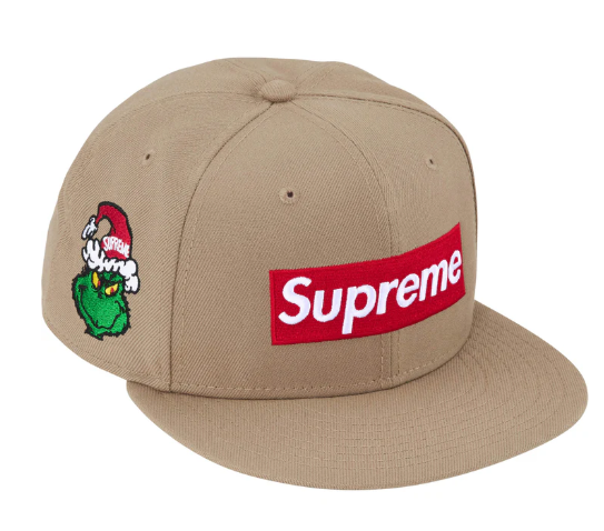 Supreme Grinch Box Logo New Era 59Fifty Fitted Cap Hat Tan Khaki