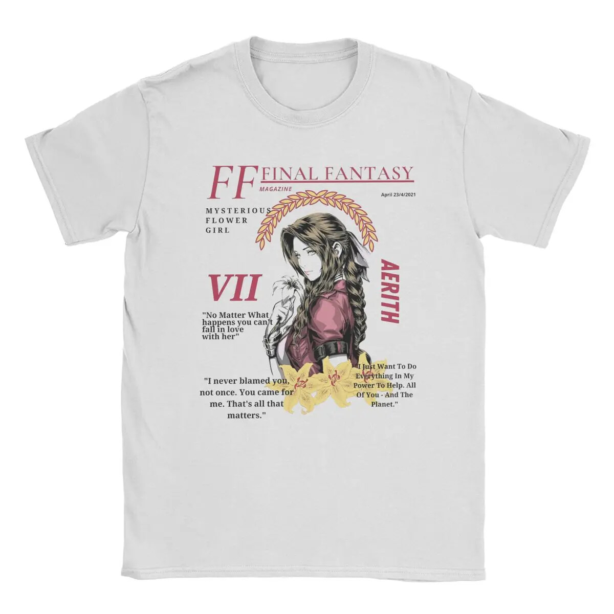 Aerith Gainsborough FF7 Magazine Final Fantasy Men T Shirts
