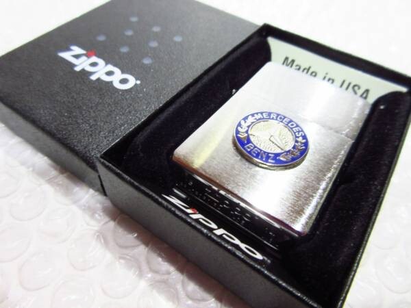 Zippo Mercedes-Benz Emblem Logo Silver Brass Oil Lighter Regular