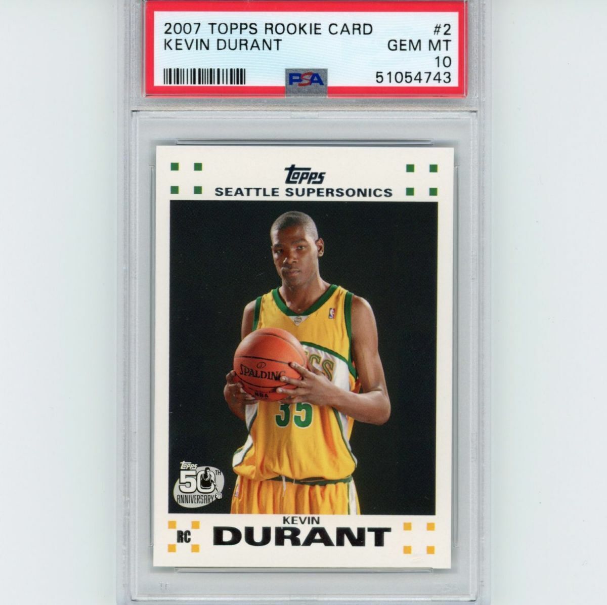 Graded 2007-08 Topps KEVIN DURANT #2 White Border Rookie
