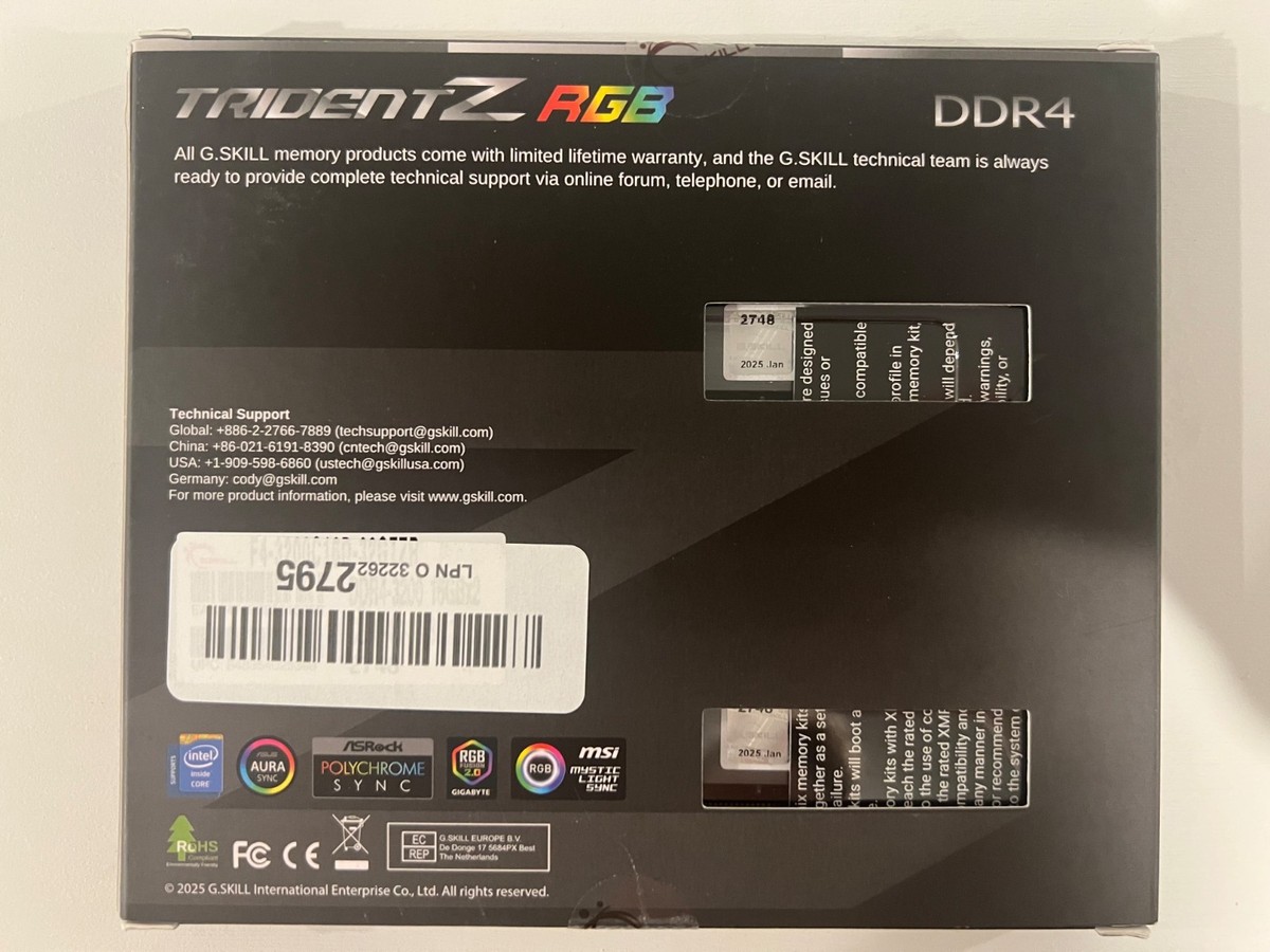 G. SKILL TridentZ RGB 32GB (2 x 16GB) PC4-25600 (DDR4-3200) Memory