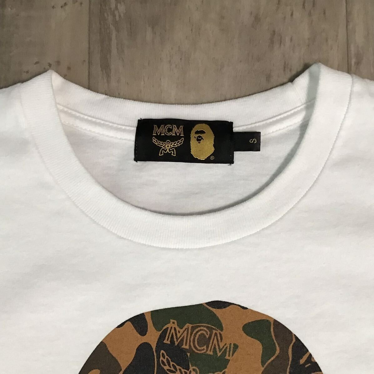 MCM × BAPE camo APE HEAD T-shirt White A Bathing Ape Size S | eBay