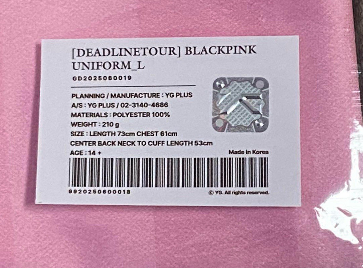 BLACKPINK DEADLINE Seoul Goyang Uniform L size Official Merch MD