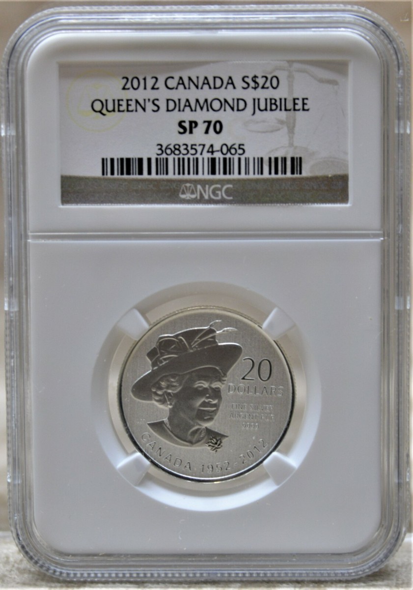 2012 CANADA $20 QUEEN'S DIAMOND JUBILEE NGC SP70 .9999 FINE SILVER