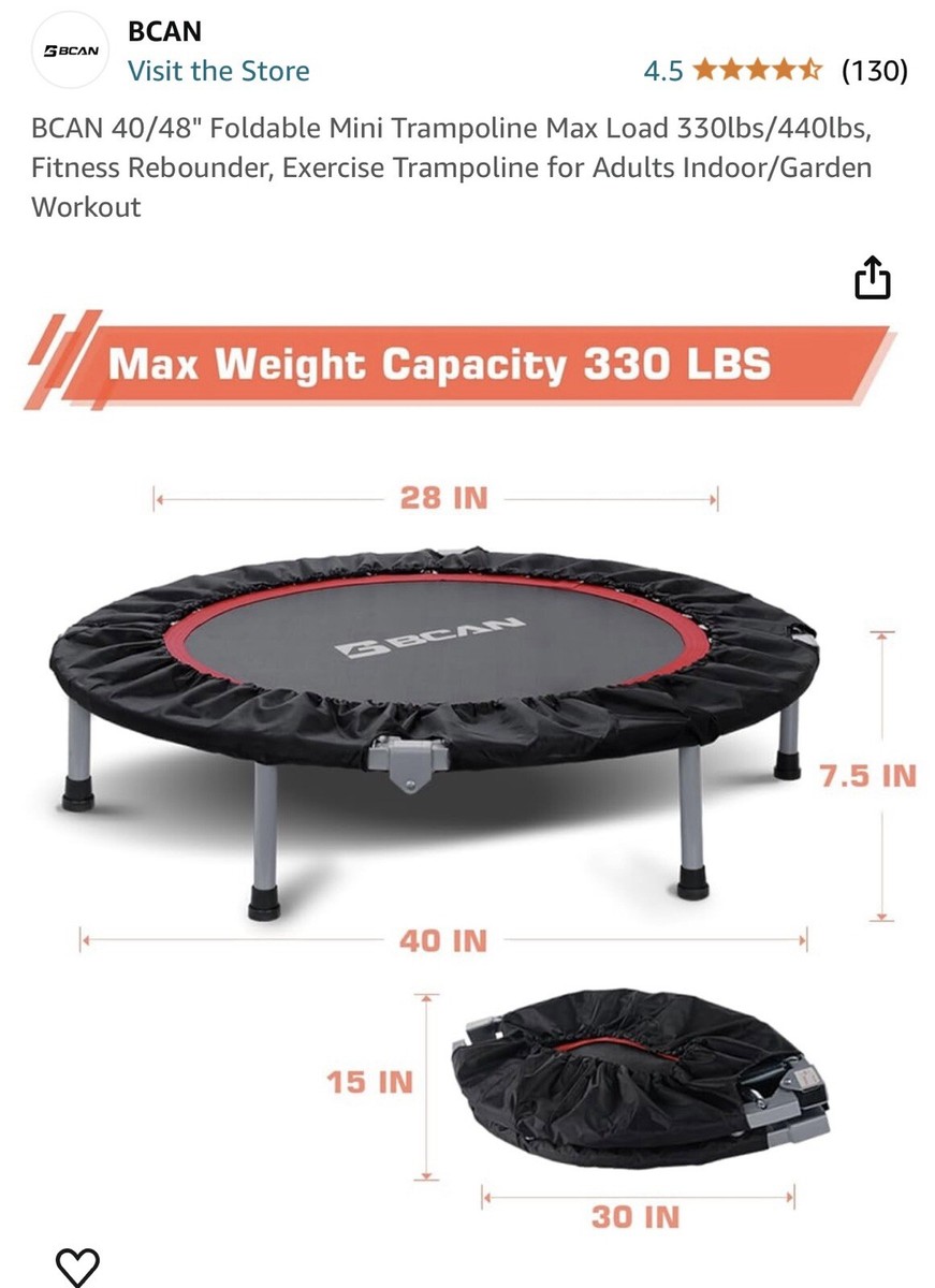 BCAN Trampoline for Fitness Rebounder & Adjustable Foam Handle