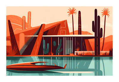 1960s Mid Century Modern Atomic Age Art Print cx9 | eBay