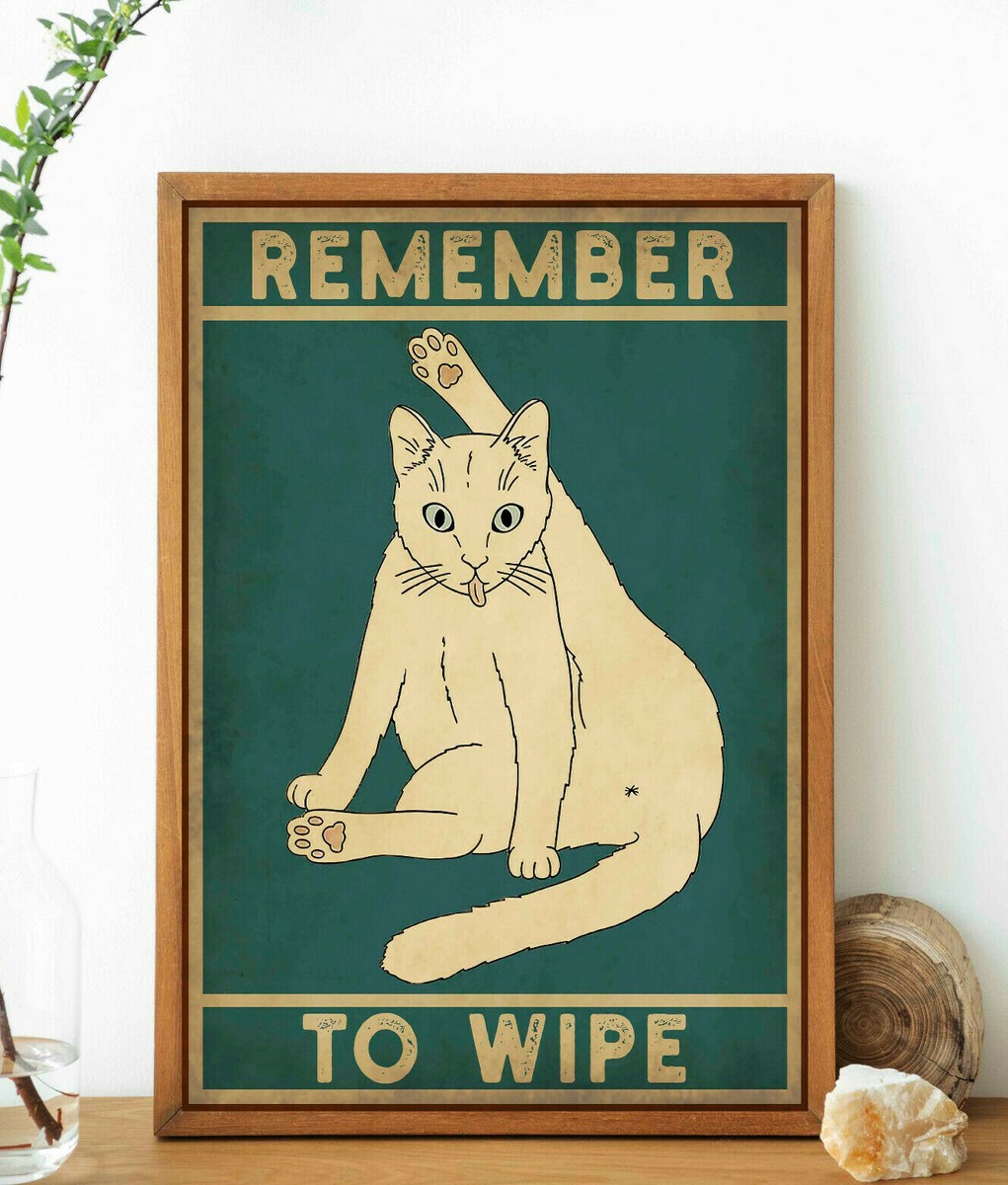 Funny Cat Poster, Vintage Art Print, Vintage Gift, Bathroom Wall