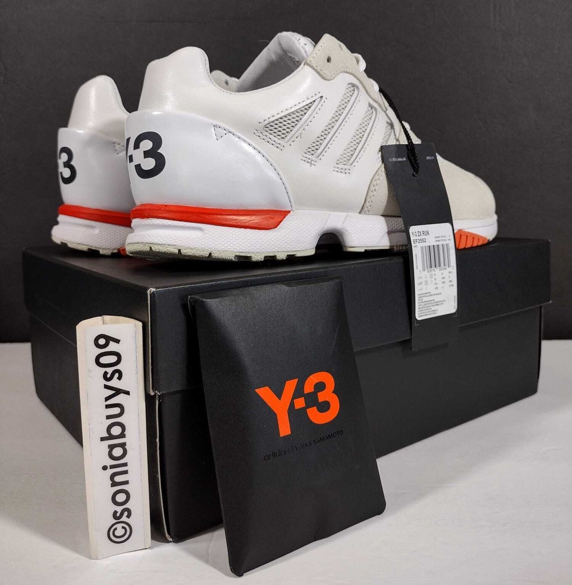 Adidas Men's Y-3 ZX Run Sneakers, EF2552, Off-White, US Size 6.5