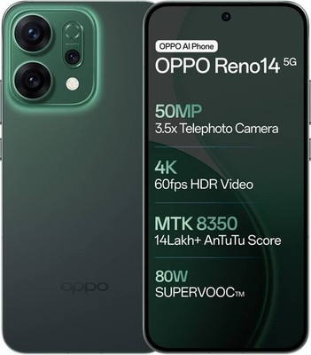 OPPO Reno 14 5G (Green 256GB 12GB RAM) Dimensity 8350 NFC 6.59