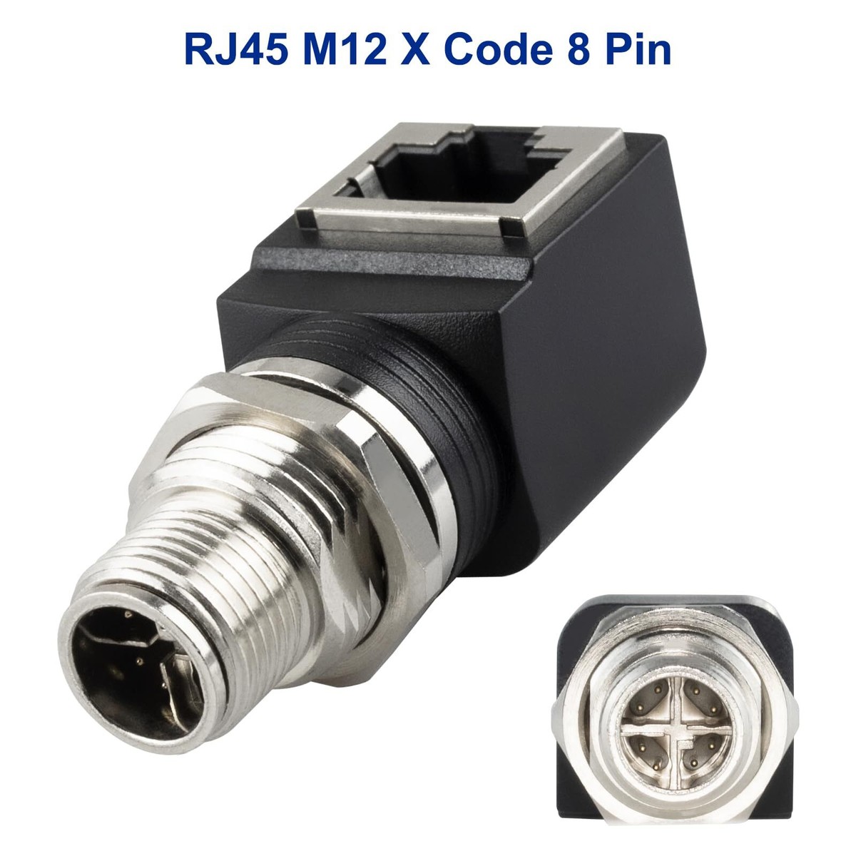 M12 X-Coded 8 Pin to RJ45 Adapter Cat6 Industrial Ethernet