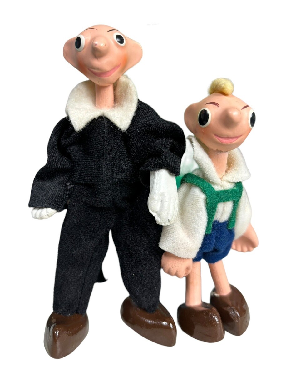 Vintage Spejbl & Hurvinek Wooden Toy Figures Czechoslovakia Cult