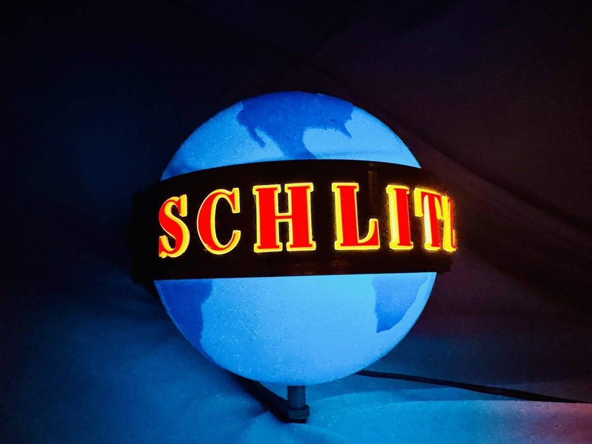 Vintage 60s Schlitz Beer Rotating Wall Mounted Motion Lighted Blue