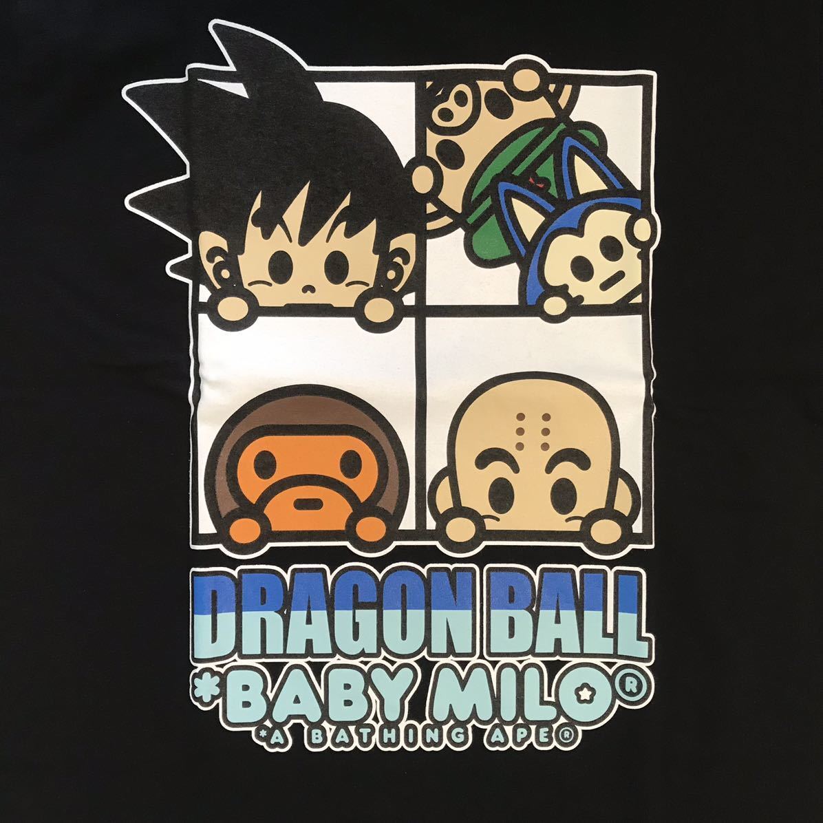 2016 BAPE × Dragon Ball Milo Goku T-shirt Black A Bathing Ape Size