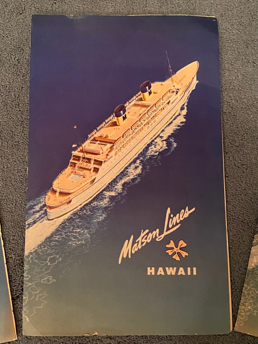 1950 Matson Lines S.S. Lurline L.A.- Hawaii 3 Frameable Passenger
