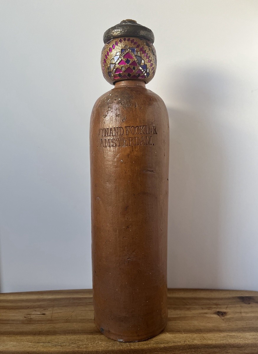 Wynand Fockink Amsterdam 1Liter Stoneware Gin Bottle H: 11 1/2” D