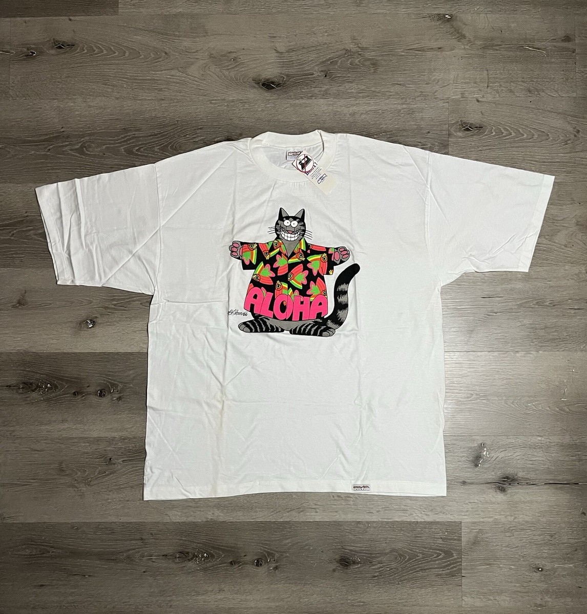 Vintage Crazy Shirt Hawaii B Kliban Aloha Cat Fish Single Stitch