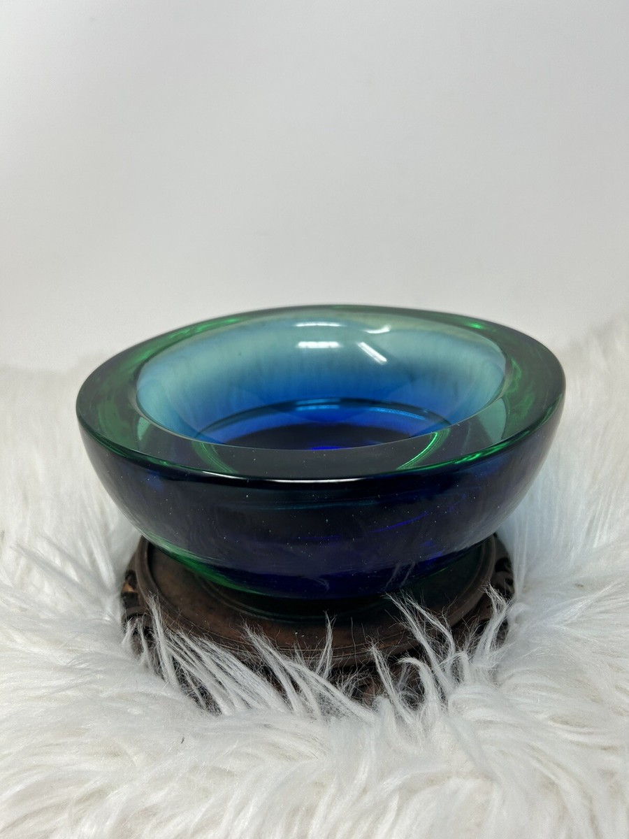 Vintage 50s Murano Archimede Seguso Geode Bowl in Green and Blue