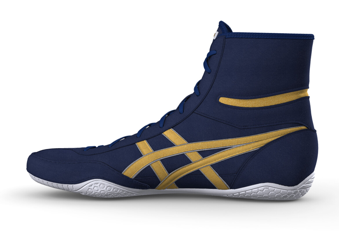 asics Boxing Wrestling Shoes Blue Gold Line Silver 1083A001 EX-EO