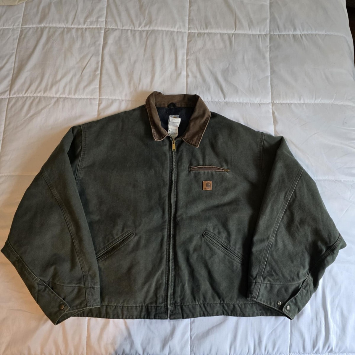 Vintage Carhartt Detroit Blanket Lined Jacket J97 MOS Moss Green