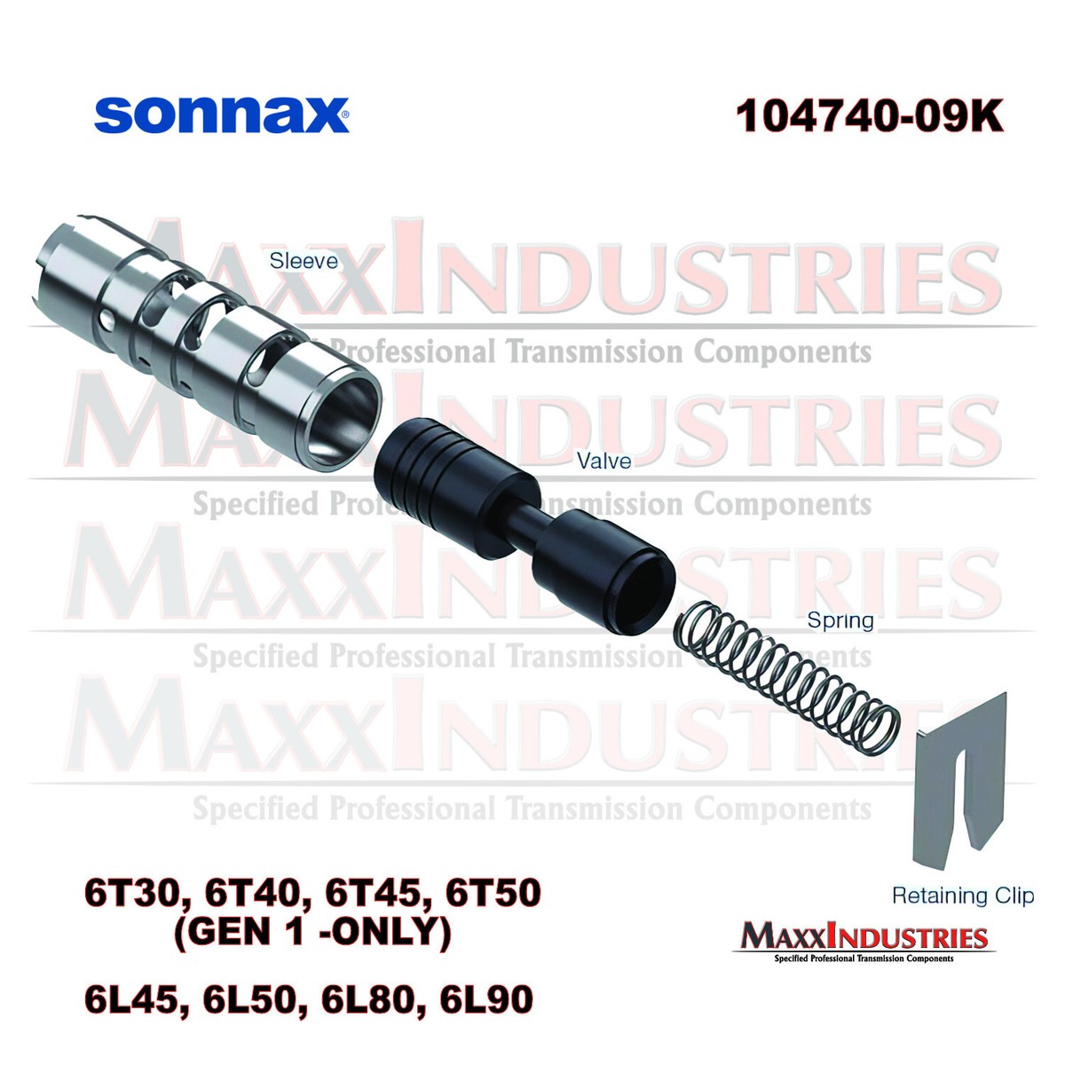 Sonnax 104740-09K Transmission Valve Kit, Compensator Feed