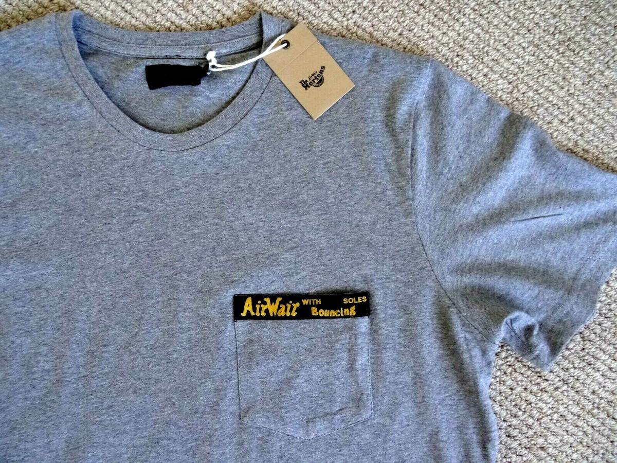 M or L DR MARTENS Airwair Grey Melange Taped Logo Cotton T SHIRT