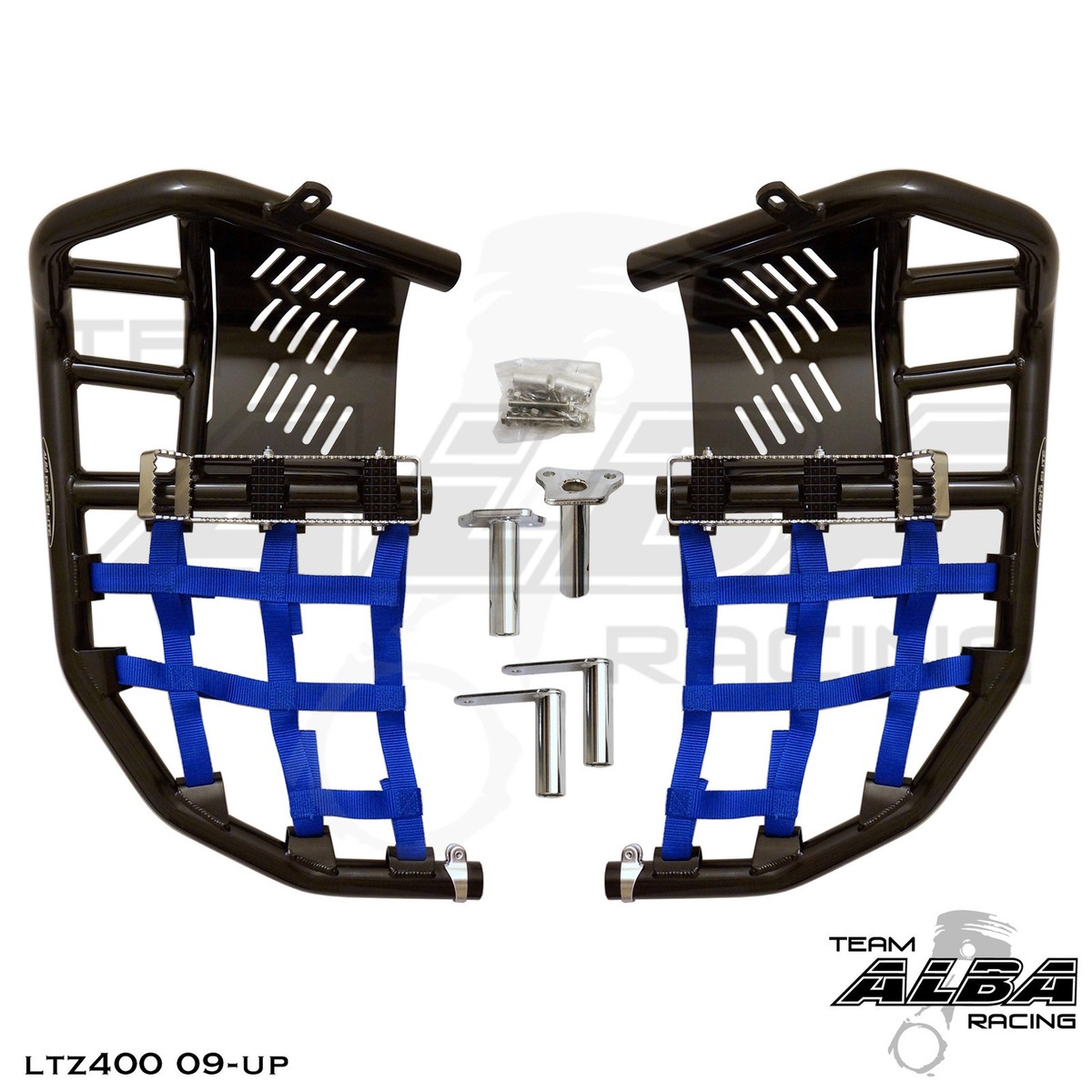 Suzuki LTZ 400 Nerf Bars Pro Peg 09 and up Alba Racing Black Blue