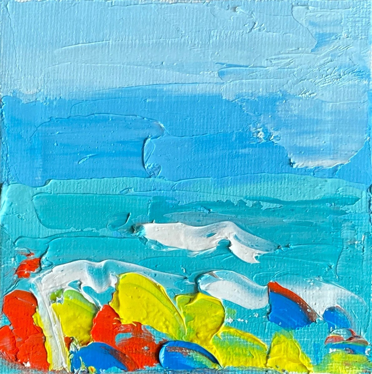 P30号】good blue(call) 油絵 oil painting