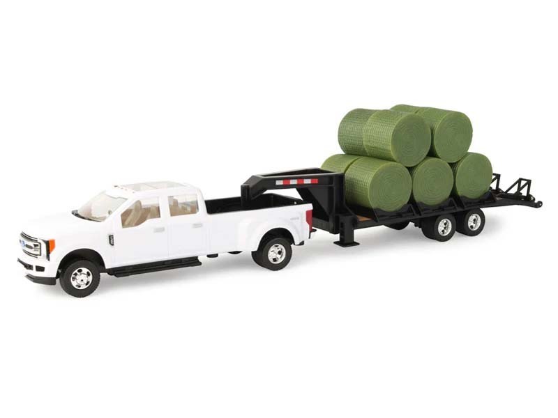 Ford F-350 Dually Truck w/ Trailer & Bales 1:32 Scale Model - ERTL