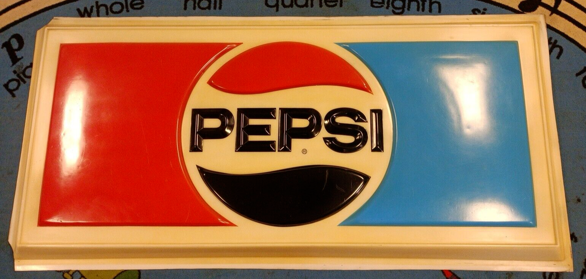 HUGE VTG PEPSI ACRYLIC EMBOSSED OUTDOOR SIGN 72 X 35 SODA COLA