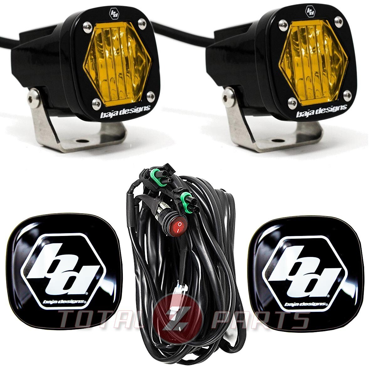 Baja Designs® S1 LED Lights Pair Amber Wide Cornering, Rock Guards