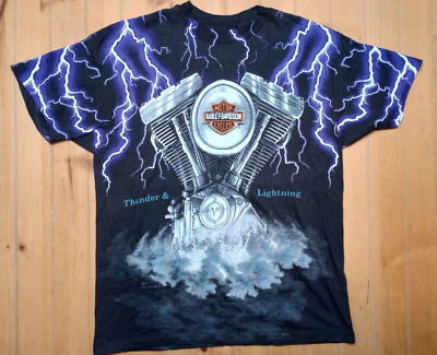 Vintage Harley Davidson Motorcycle All Over Print Thunder And