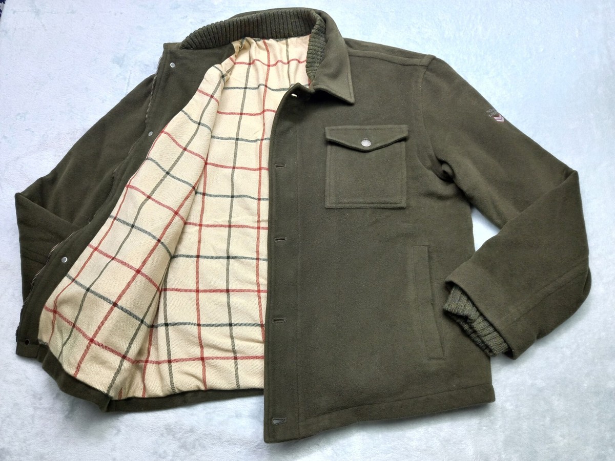 Vintage Thomas Burberry 90s Wool Bomber Jacket Green Army Men Nova