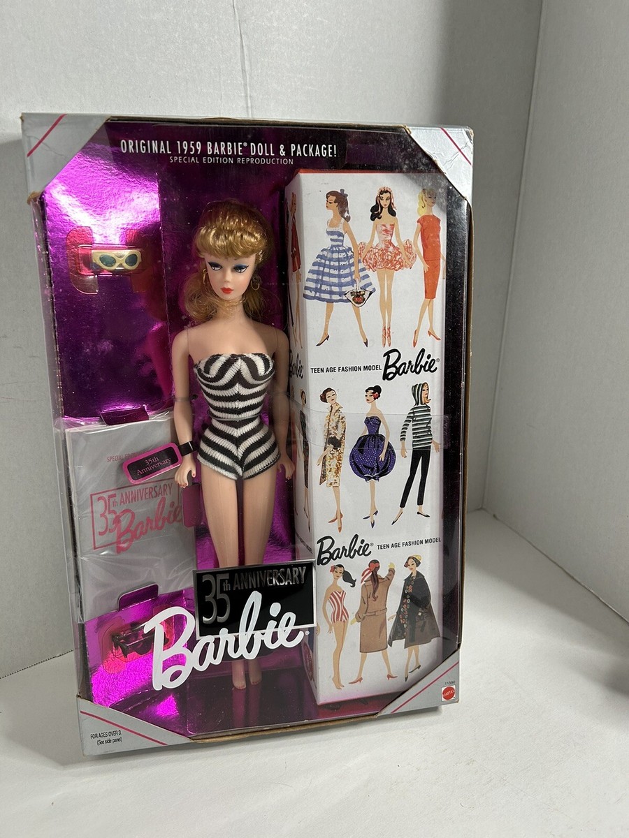 VTG 1993 35th Anniversary Blonde Barbie Doll Reproduction of 1959