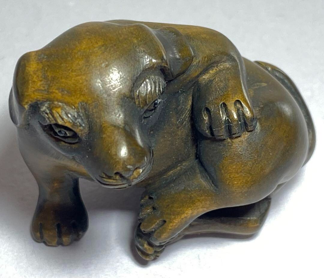 根付(netsuke) 犬の根付 木製 江戸時代 根付(netsuke) 犬の根付 木製