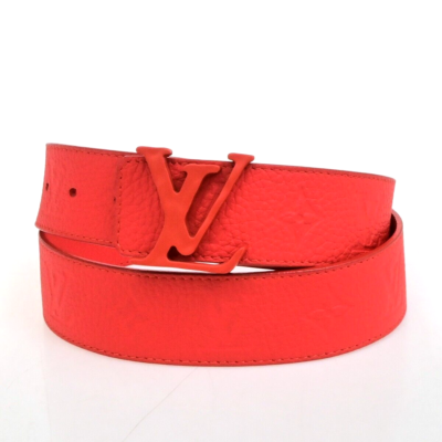 LOUIS VUITTON Ceinture LV Shape Belt 98/38 Taurillon Leather Red