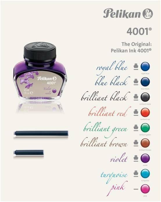 Pelikan 4001 Fountain Pen Bottled Ink, 30ml, Choose from 9 Vibrant