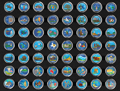 1999 - 2009 Complete Set of 50 Colorized State and 6 Territorial