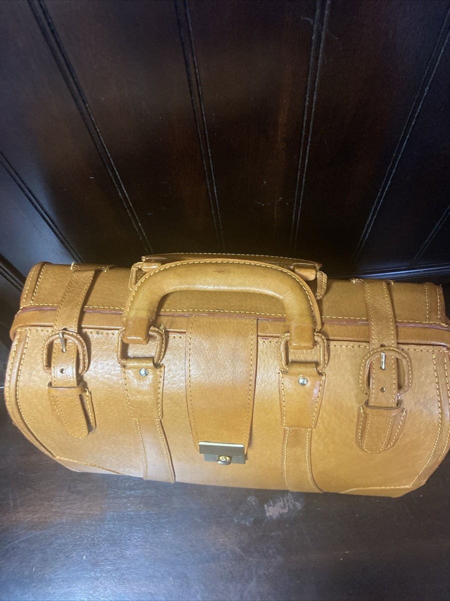 VTG Bruno Conti Doctor Bag Honey Brown Leather Handle Briefcase | eBay