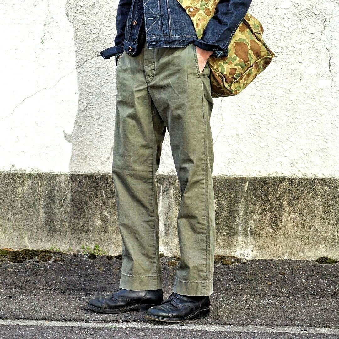 POLO RALPH LAUREN DOUBLE RL RRL OLIVE COTTON POPLIN FIELD CHINOS