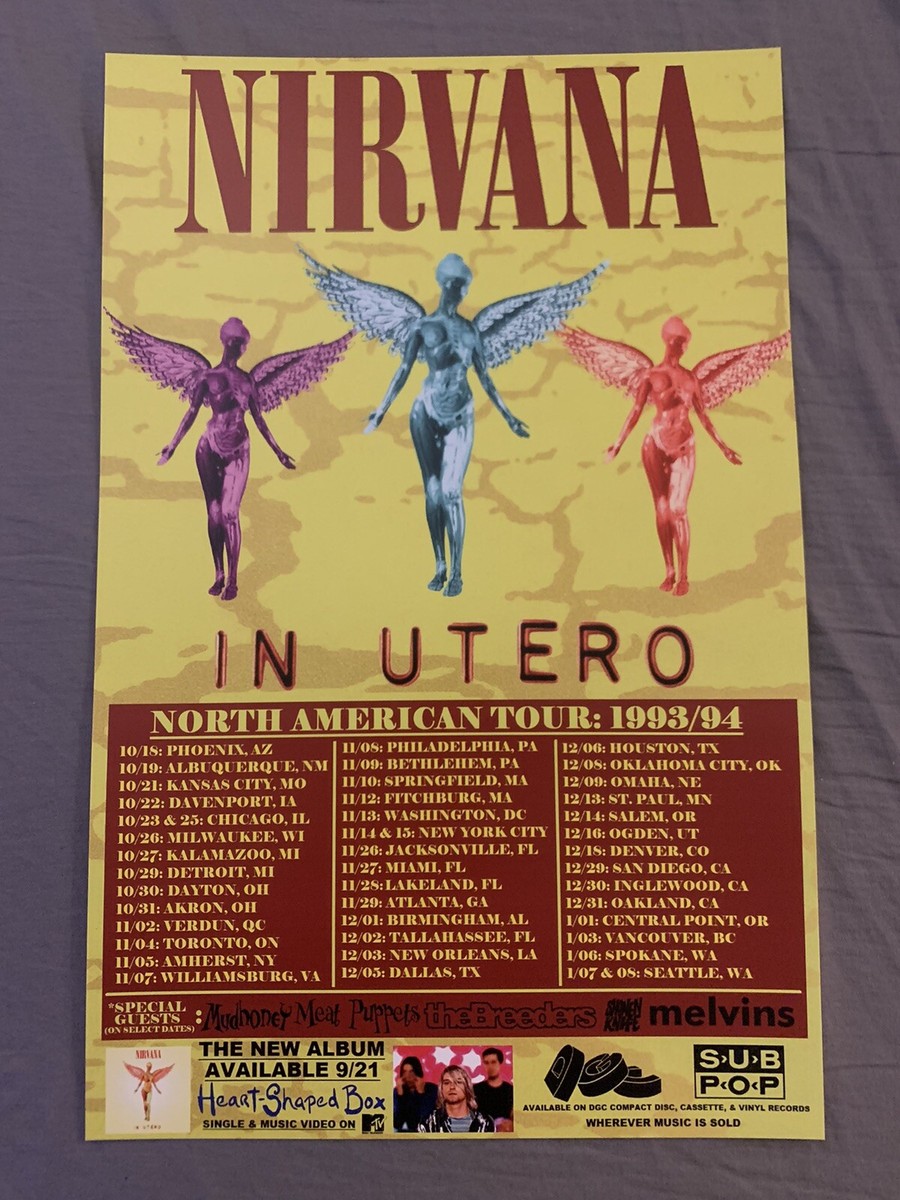 NIRVANA Poster 1993/94 IN UTERO US TOUR Custom Design 11x17