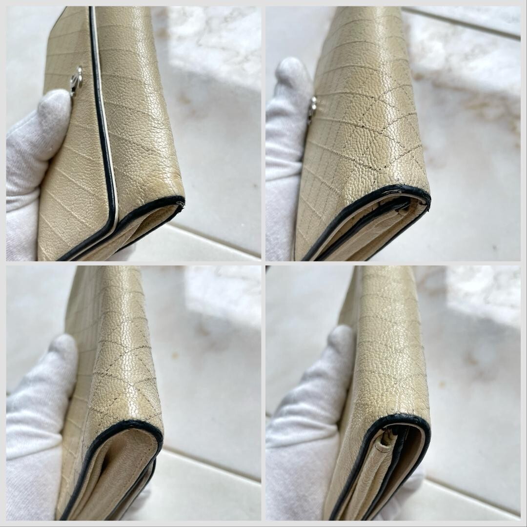 Vintage Chanel Bicolore Caviar Leather Long Wallet w/CoCo Mark